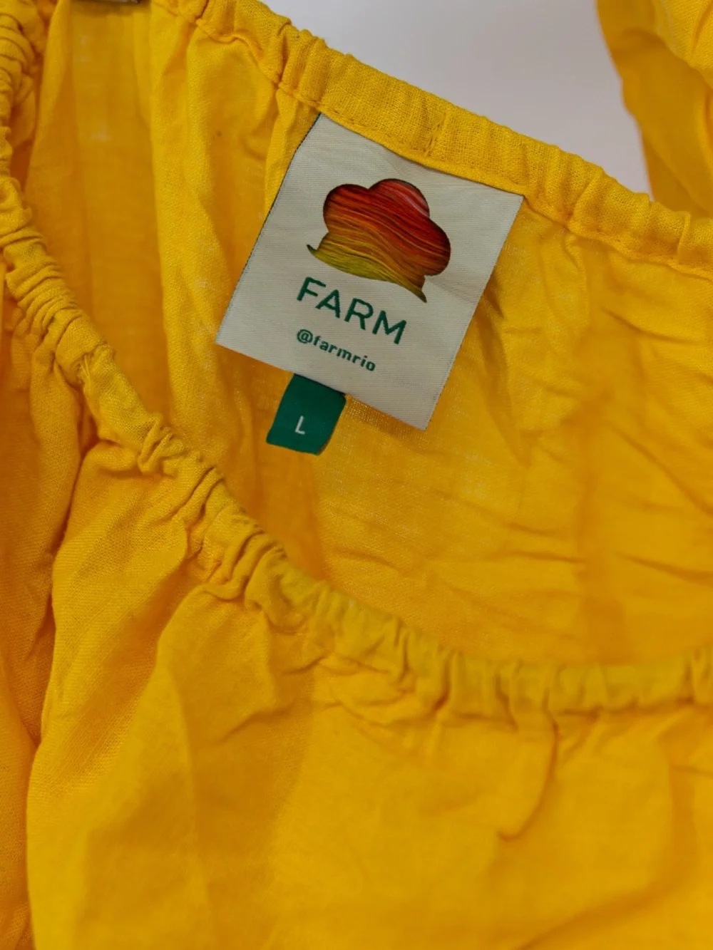 Farm Rio Linen Blend One Shoulder Cut Out Waist Midi A Line Dress Yellow Large